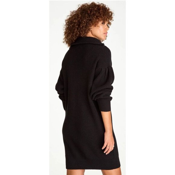 NWT 525 America Pleat Sleeve Quarter Zip Sweater Dress Black-sz XS - Picture 2 of 9